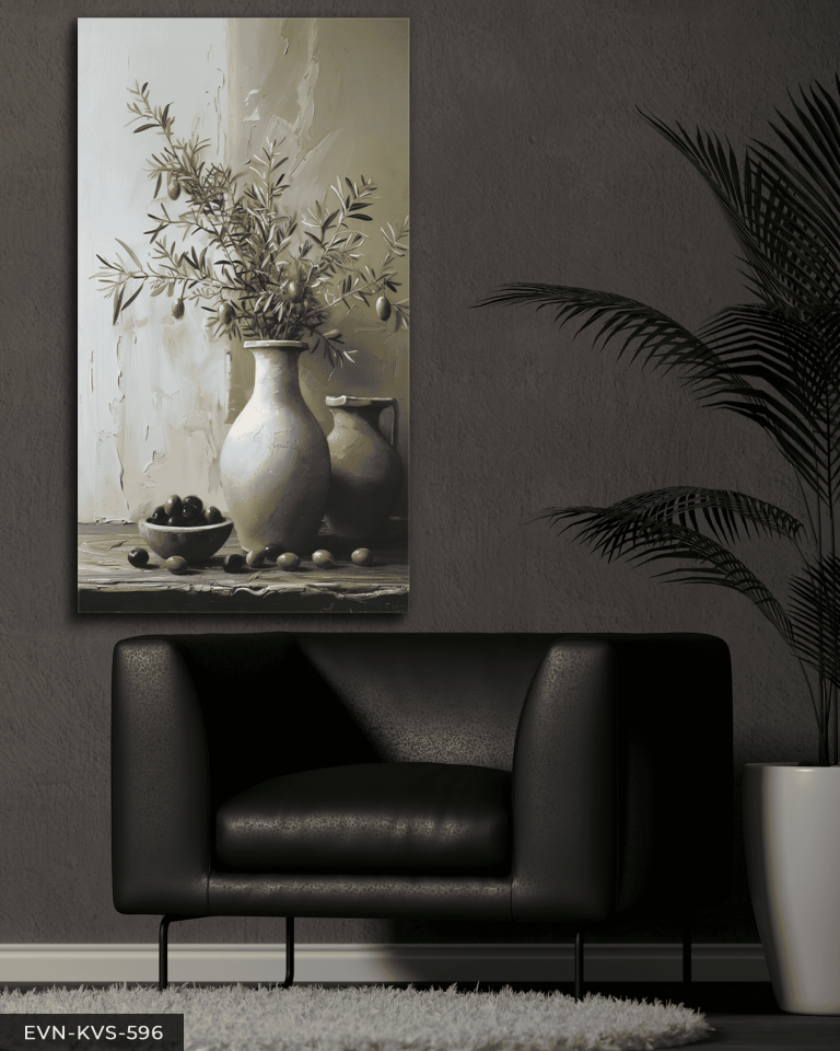 Vazoda Zeytin Tek Parça Kanvas - Canvas Tablo