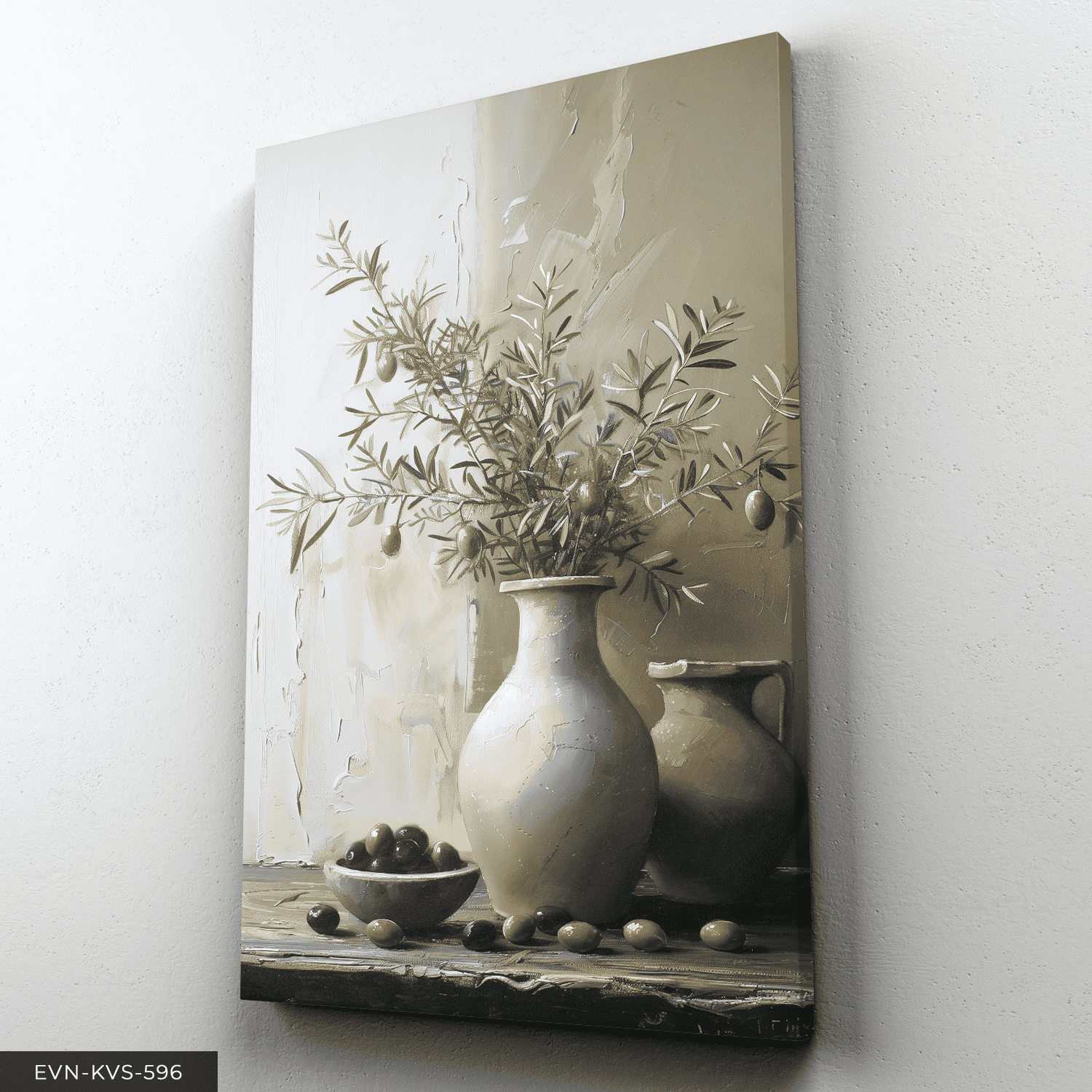 Vazoda Zeytin Tek Parça Kanvas - Canvas Tablo