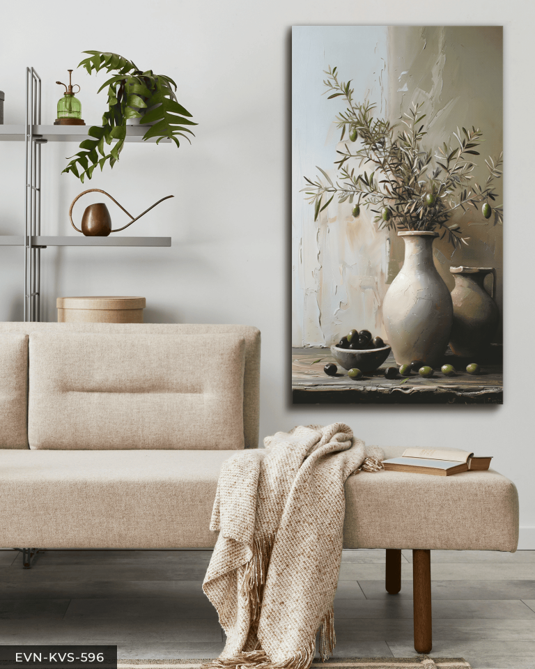 Vazoda Zeytin Tek Parça Kanvas - Canvas Tablo
