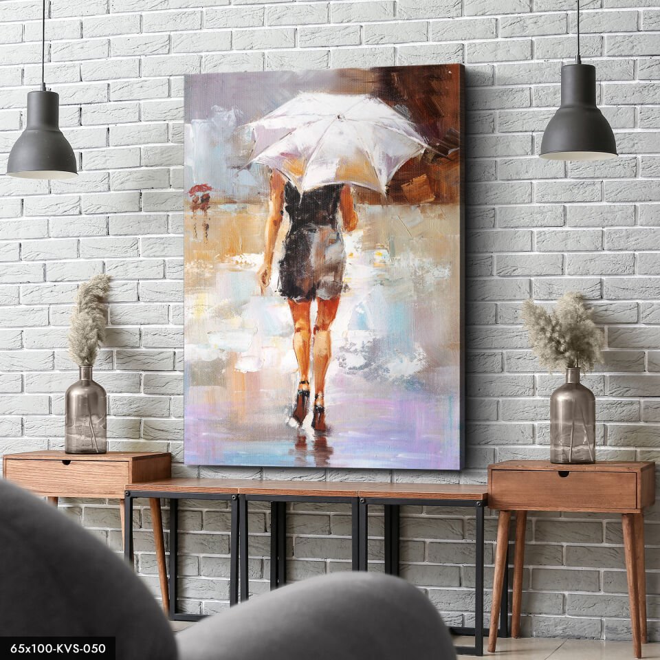 Şemsiyeli Kadın Kanvas - Canvas Tablo