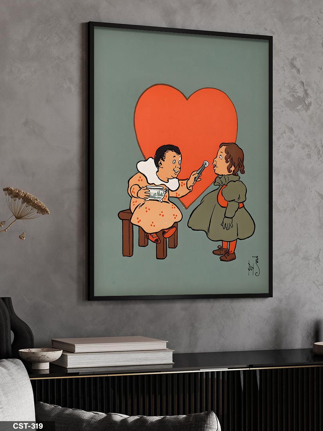 Paylaşılan Sevgi Tek Parça Ahşap Çerçeveli Tablo Siyah - 40 x 60 CM
