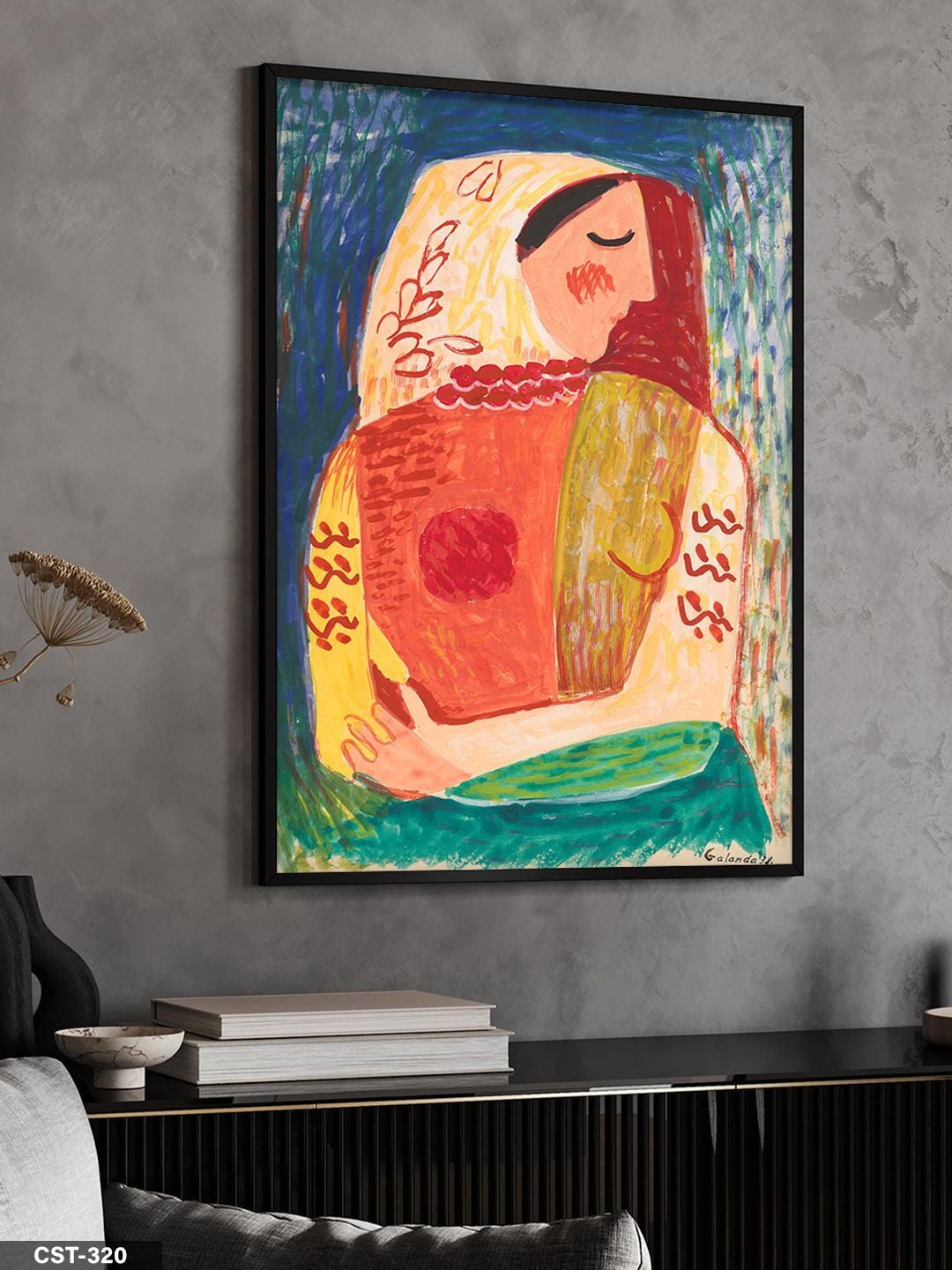 Pablo Picasso Kucaklaşan Kadınlar Tek Parça Ahşap Çerçeveli Tablo Siyah - 40 x 60 CM