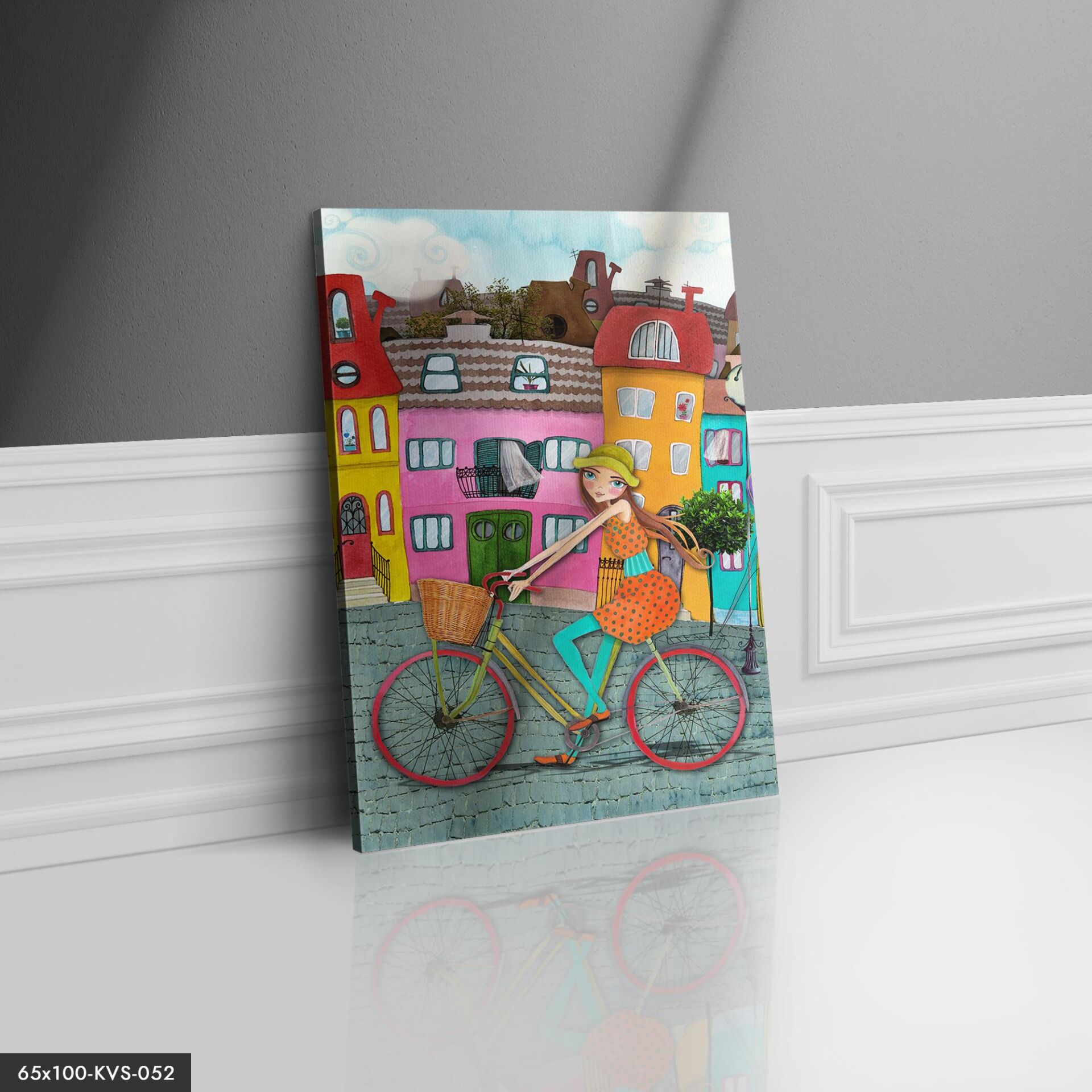 Bisikletli Kız Kanvas - Canvas Tablo