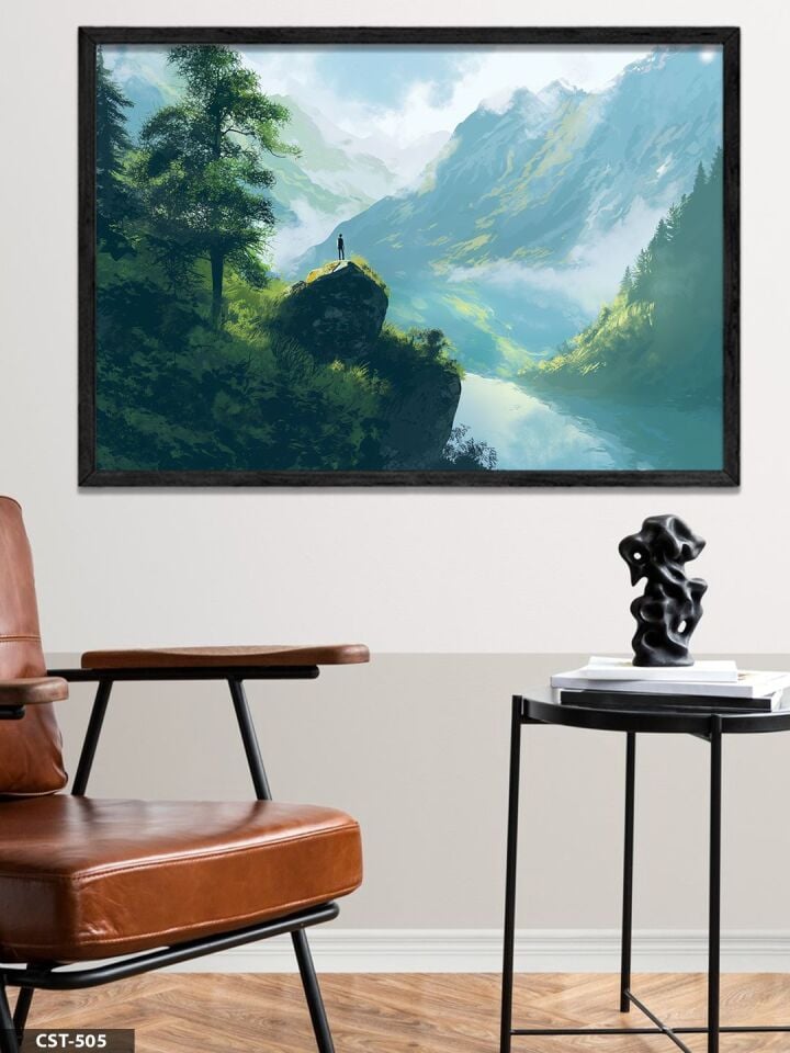 Yüksekten Bakış Tek Parça Ahşap Çerçeveli Tablo Siyah - 20 x 30 CM