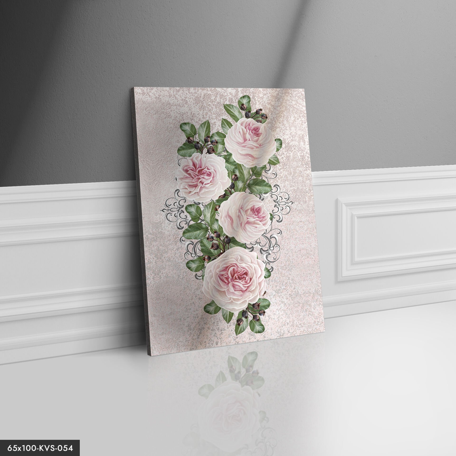 Pembe Çiçekler Kanvas - Canvas Tablo 40 x 30 CM - Çok Renkli