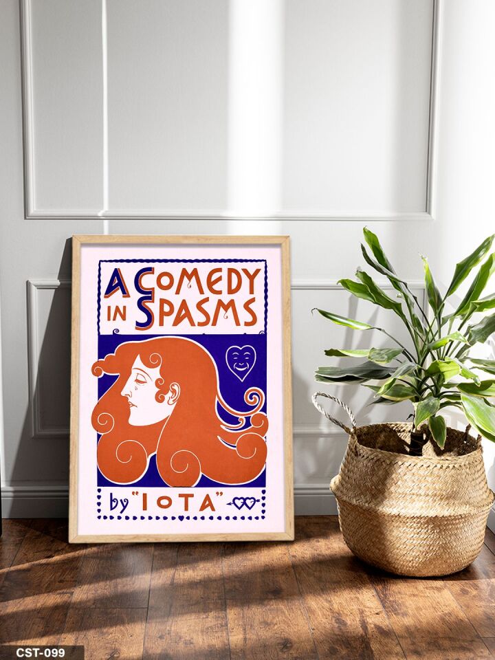 A Comedy İn Spasms Yazılı Tek Parça Ahşap Çerçeveli Tablo Naturel - 50 x 70 CM