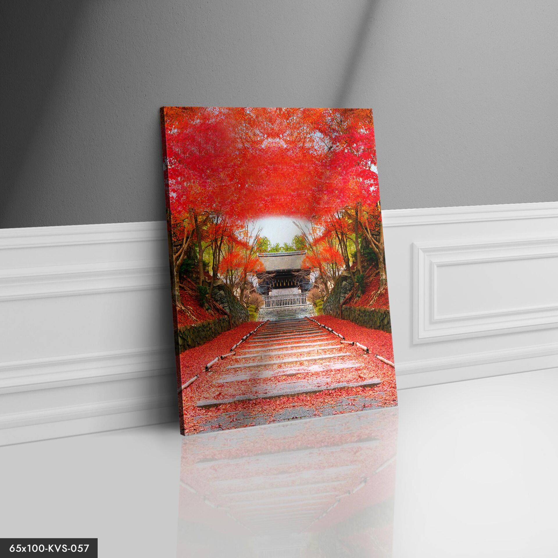 Kırmızı Yol Kanvas - Canvas Tablo 40 x 30 CM - Çok Renkli