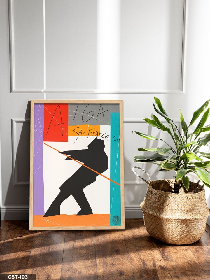 Yürüyen Figür illüstrasyon Tek Parça Ahşap Çerçeveli Tablo Naturel - 50 x 70 CM
