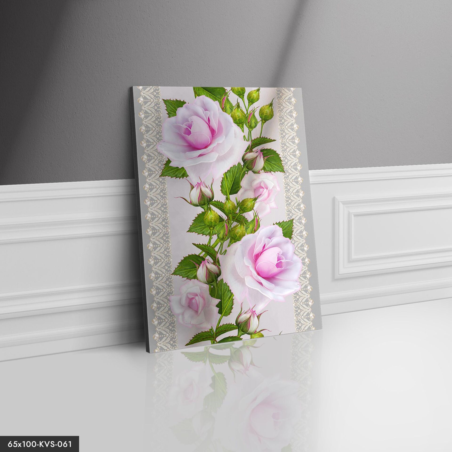 Pembe Çiçekler Kanvas - Canvas Tablo 40 x 30 CM - Çok Renkli