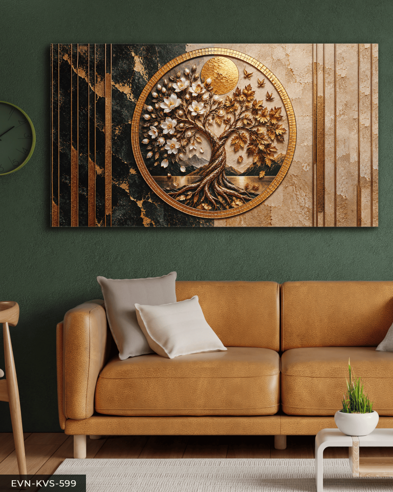Altın Mevsimlerin Ağacı Tek Parça Kanvas - Canvas Tablo