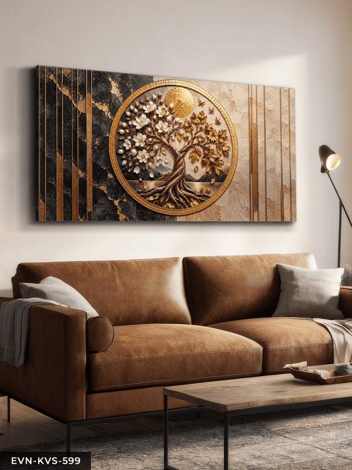 Altın Mevsimlerin Ağacı Tek Parça Kanvas - Canvas Tablo