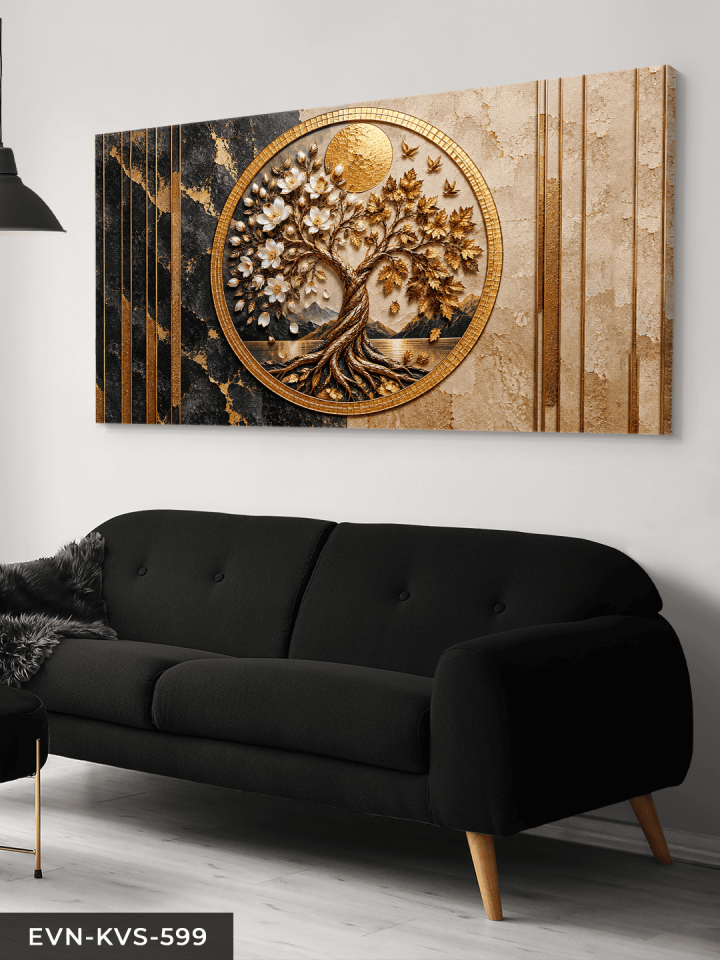 Altın Mevsimlerin Ağacı Tek Parça Kanvas - Canvas Tablo