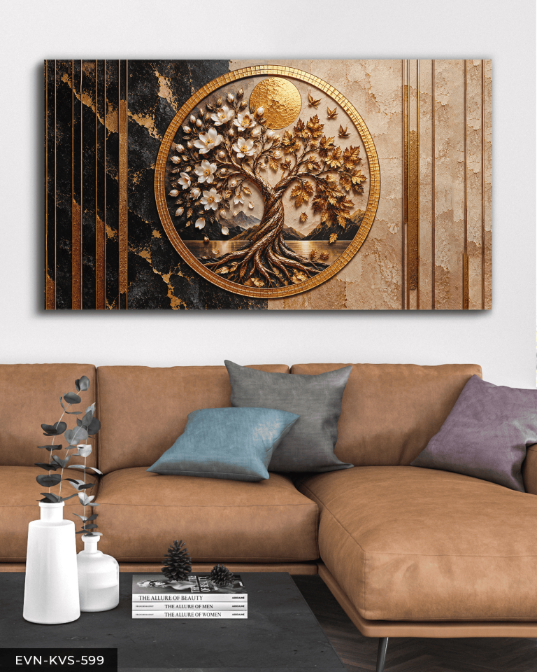 Altın Mevsimlerin Ağacı Tek Parça Kanvas - Canvas Tablo