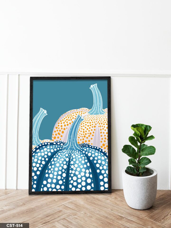 Yayoi Kusama Balkabağı Tek Parça Ahşap Çerçeveli Tablo Siyah - 20 x 30 CM