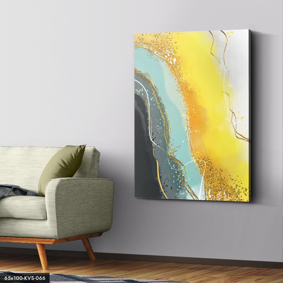 Gold Soyut Sanat Kanvas - Canvas Tablo 40 x 30 CM - Çok Renkli