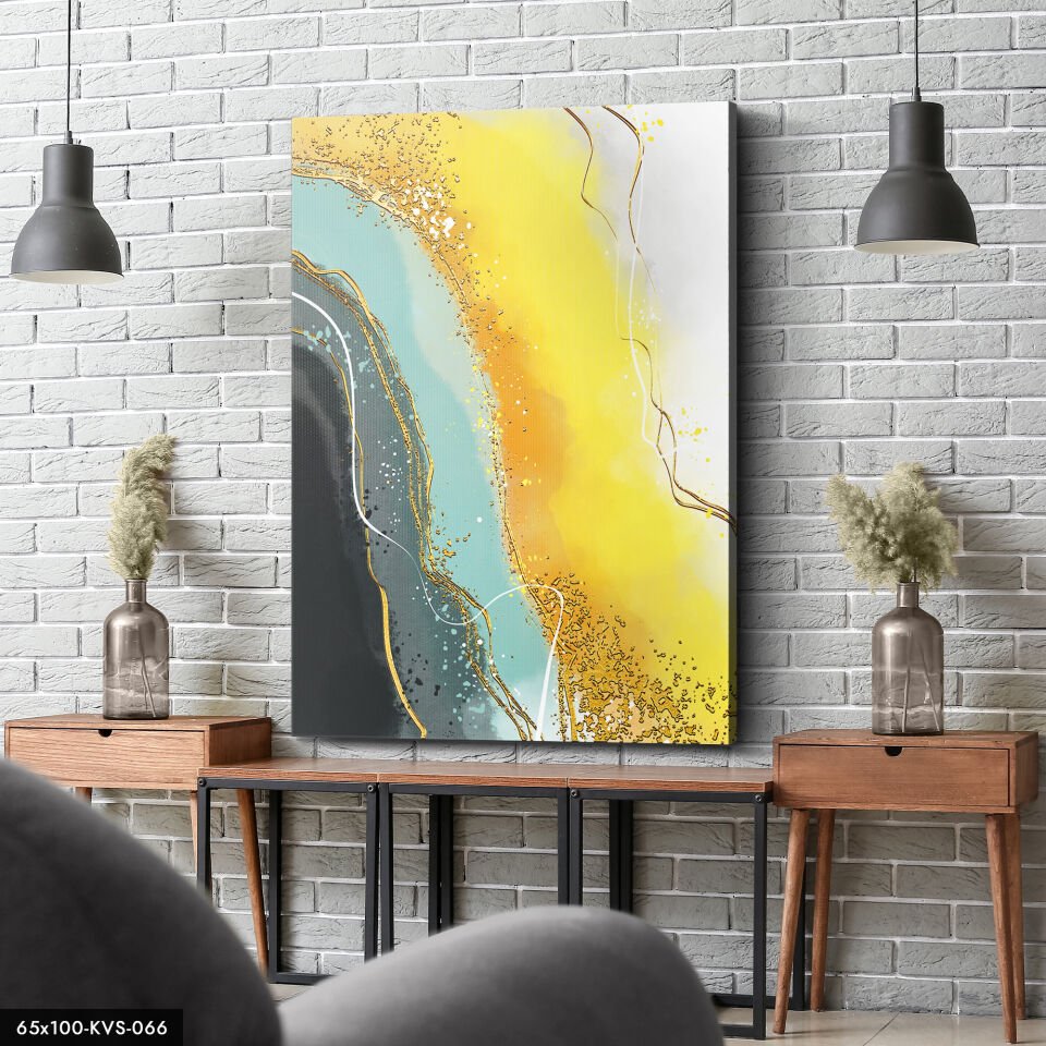 Gold Soyut Sanat Kanvas - Canvas Tablo 40 x 30 CM - Çok Renkli