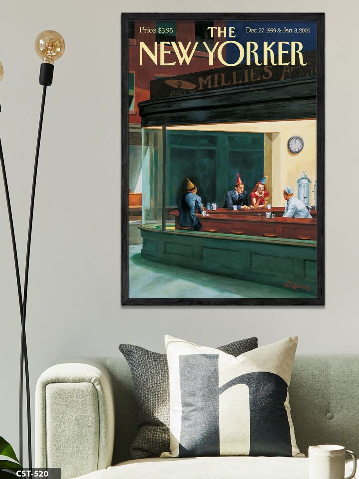 The New Yorker Poster Tek Parça Ahşap Çerçeveli Tablo Siyah - 20 x 30 CM