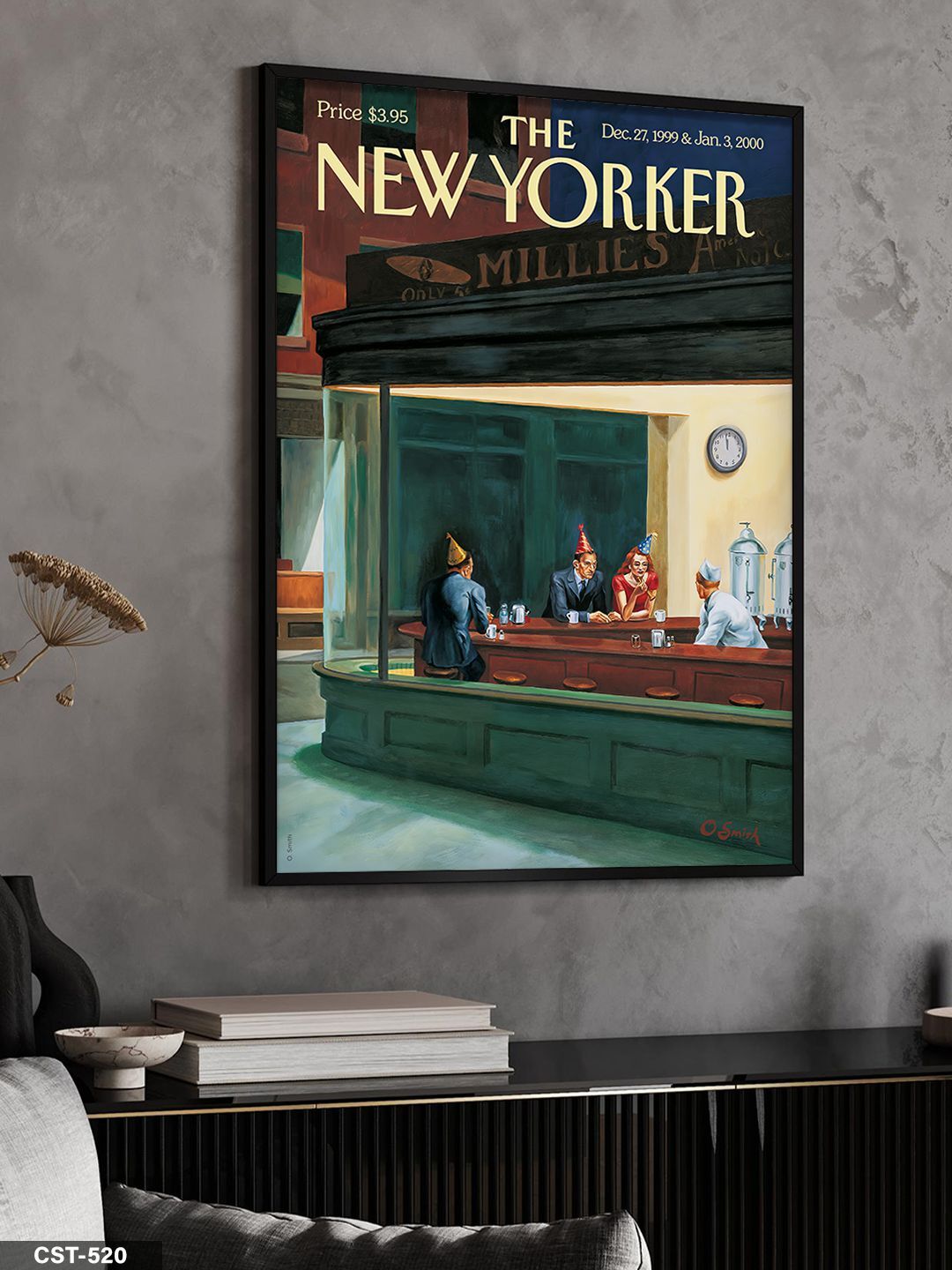 The New Yorker Poster Tek Parça Ahşap Çerçeveli Tablo Siyah - 20 x 30 CM