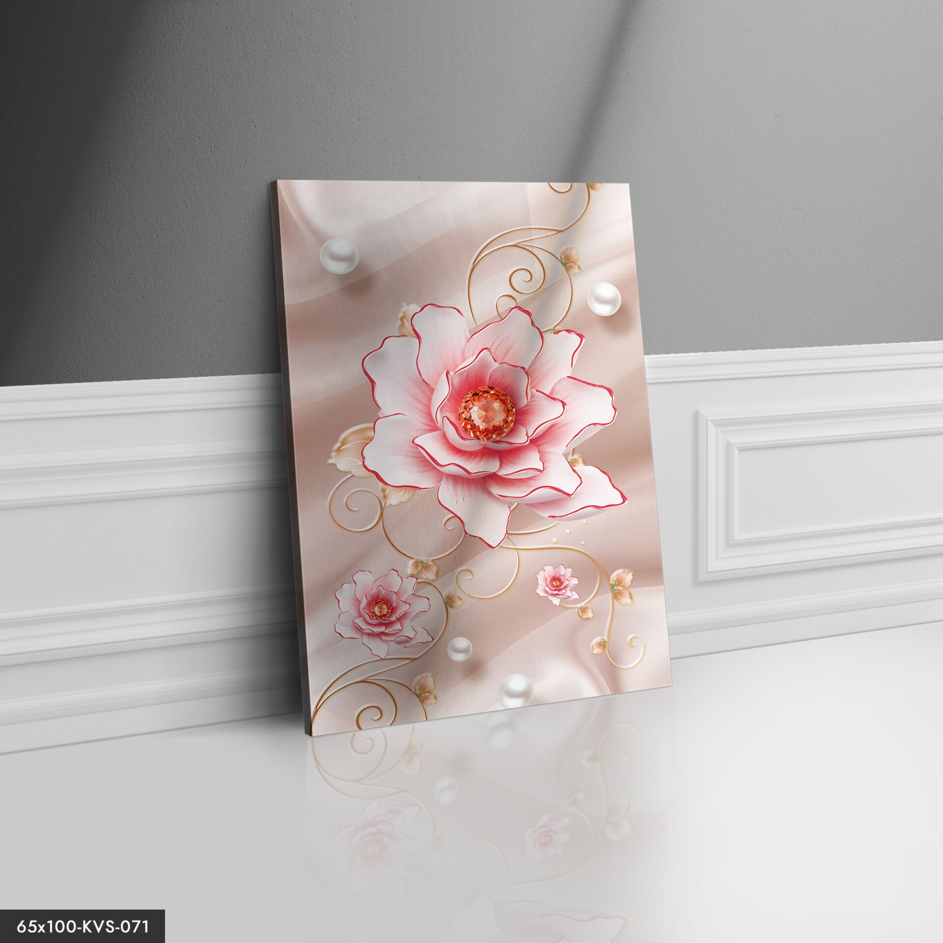 Pembe Çiçekler Kanvas - Canvas Tablo 40 x 30 CM - Çok Renkli