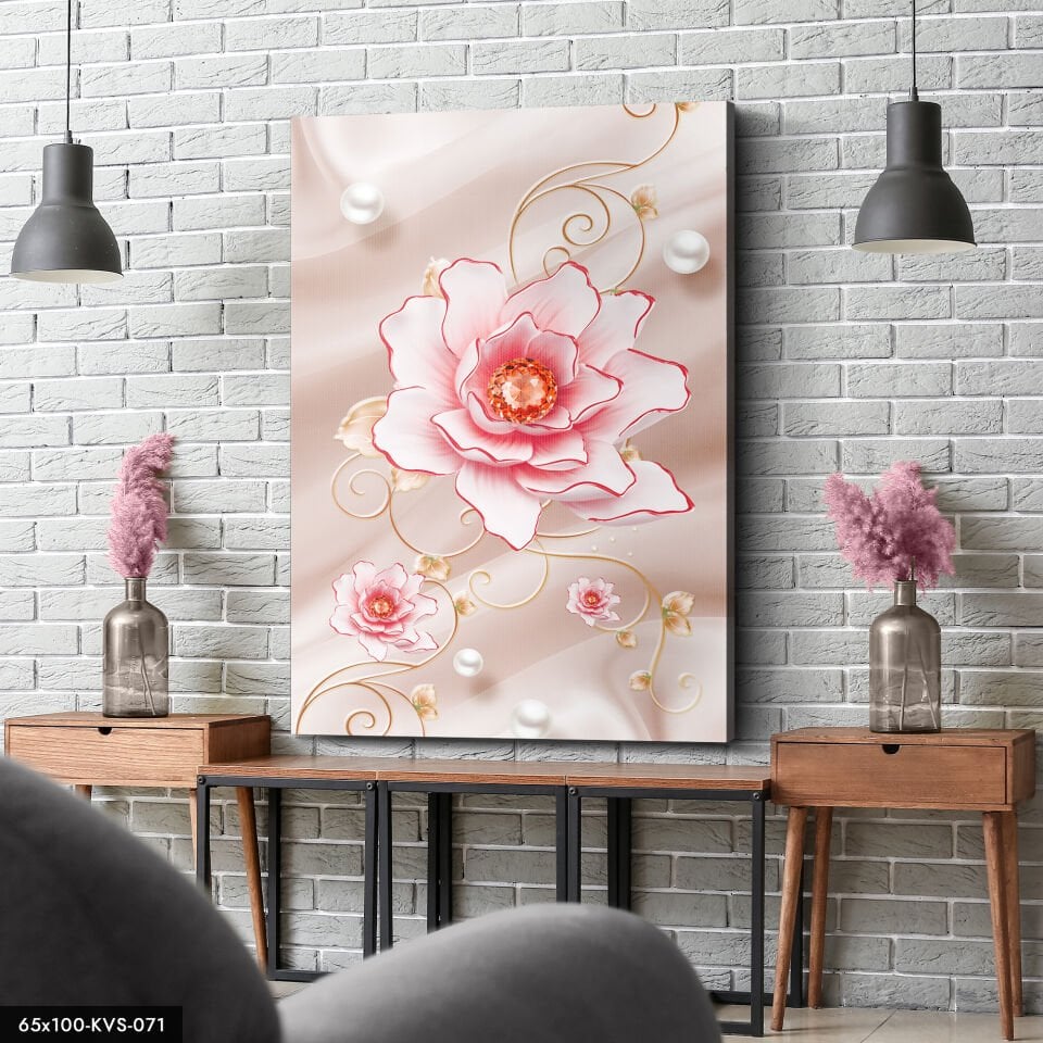 Pembe Çiçekler Kanvas - Canvas Tablo