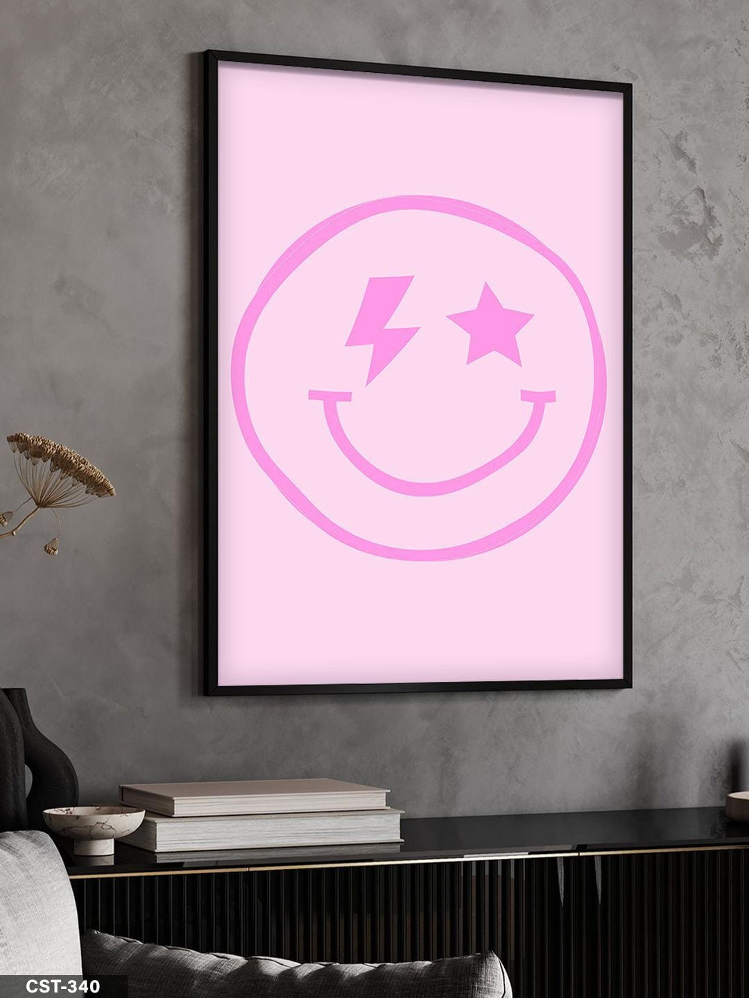 Pembe Gülenyüz Tek Parça Ahşap Çerçeveli Tablo Siyah - 40 x 60 CM