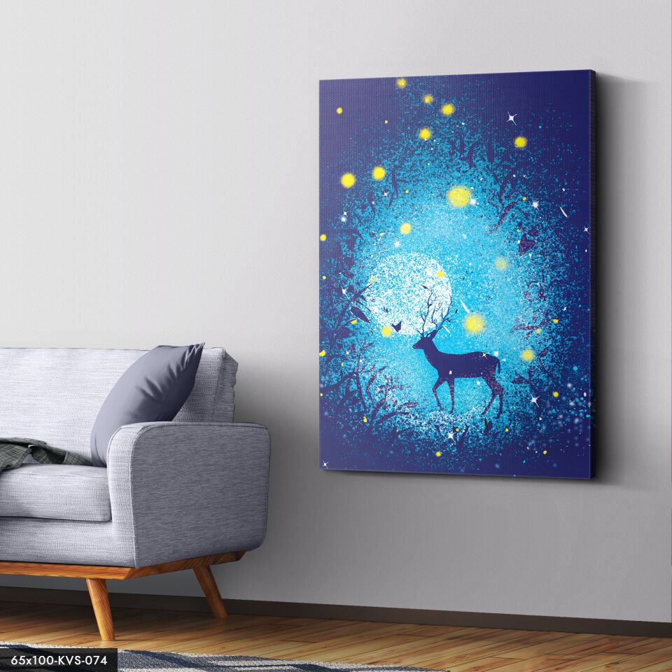 Geyik Doğa Kanvas - Canvas Tablo 40 x 30 CM - Çok Renkli