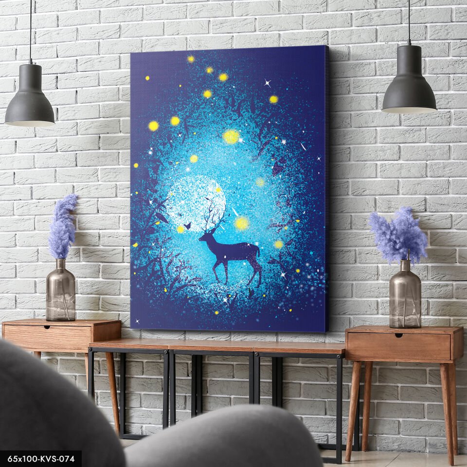 Geyik Doğa Kanvas - Canvas Tablo 40 x 30 CM - Çok Renkli