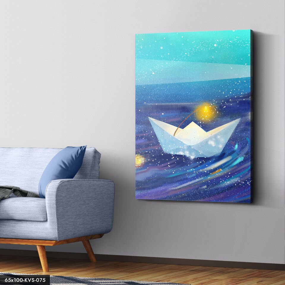 Kağıt Gemi Kanvas - Canvas Tablo 40 x 30 CM - Çok Renkli