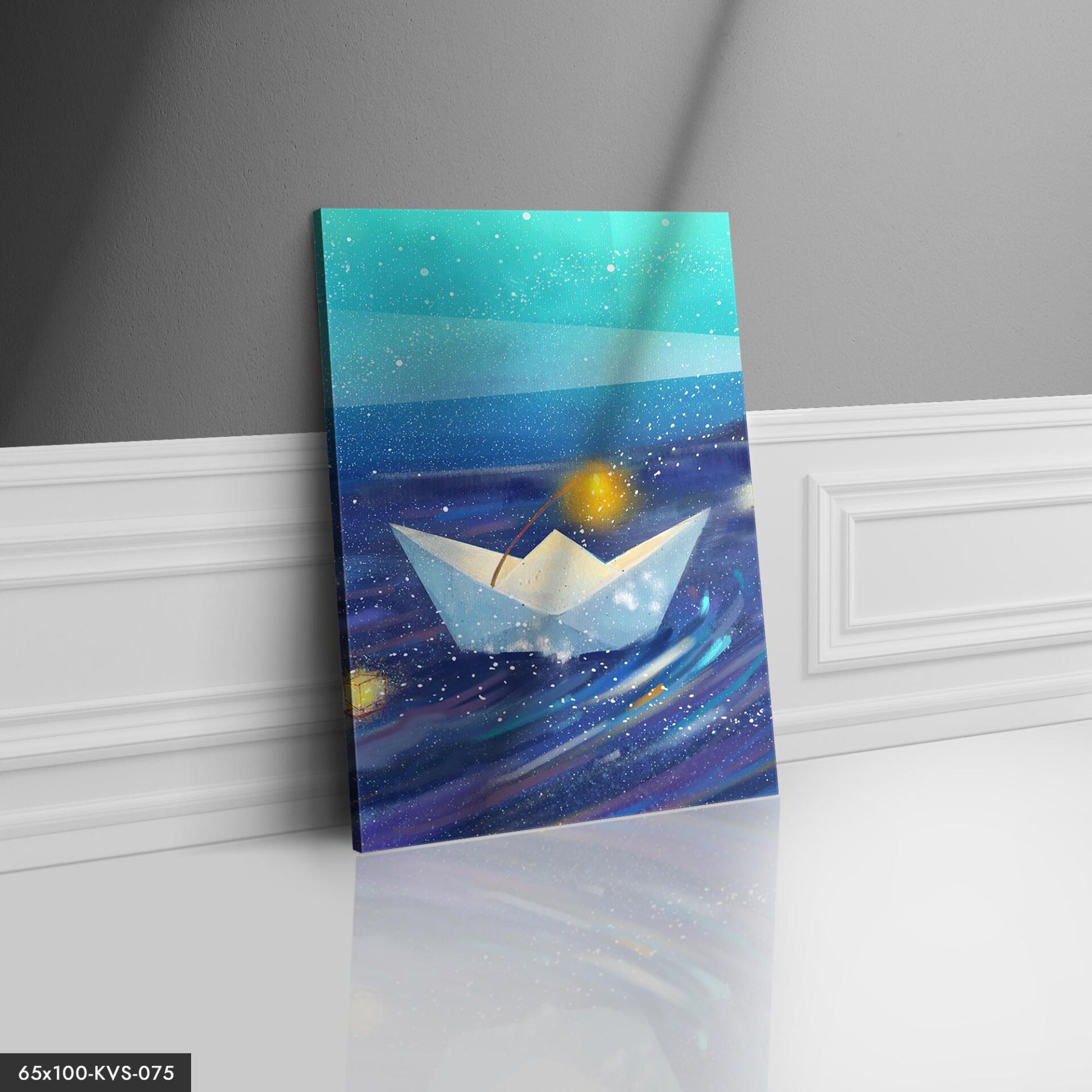 Kağıt Gemi Kanvas - Canvas Tablo 40 x 30 CM - Çok Renkli