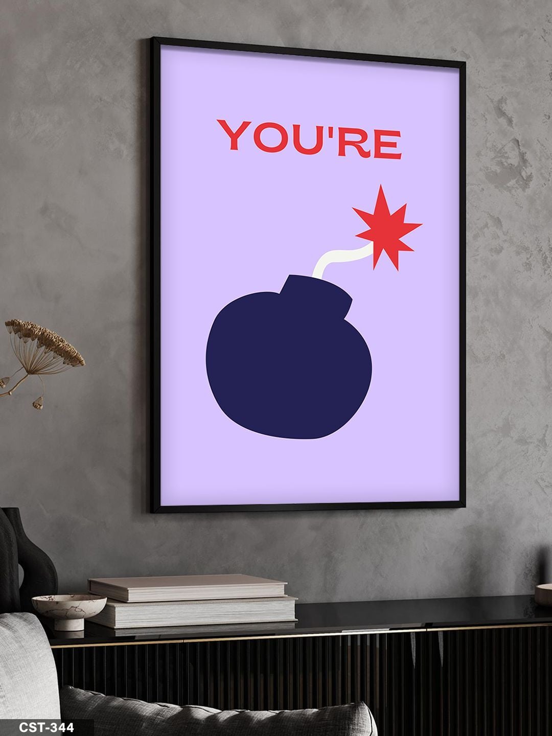 Patlayan Bomba Tek Parça Ahşap Çerçeveli Tablo Siyah - 40 x 60 CM