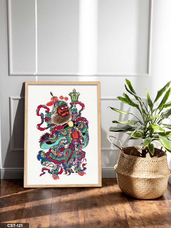 Soyut Renkli Figür Desen Tek Parça Ahşap Çerçeveli Tablo Naturel - 50 x 70 CM