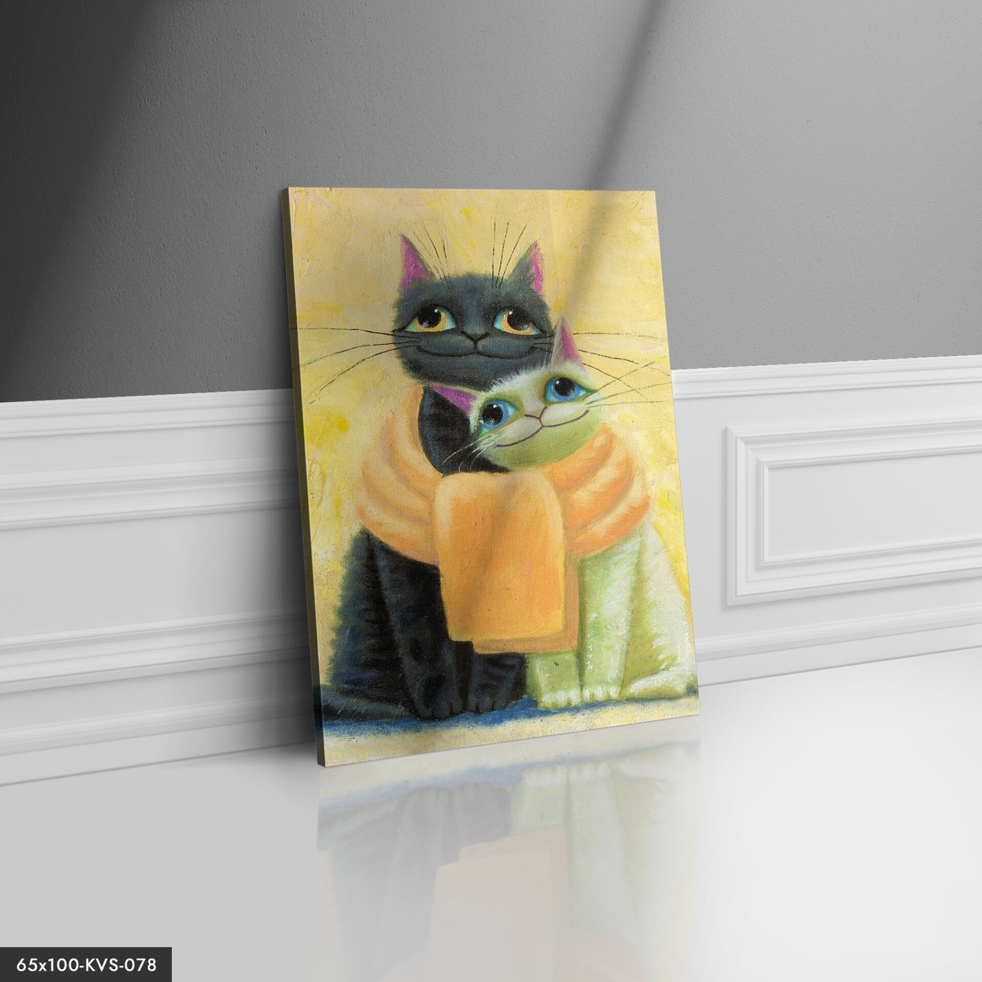 Kediler Kanvas - Canvas Tablo 40 x 30 CM - Çok Renkli