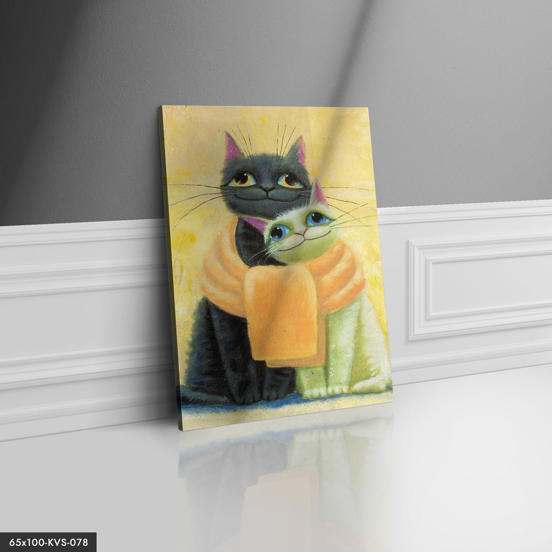 Kediler Kanvas - Canvas Tablo 40 x 30 CM - Çok Renkli