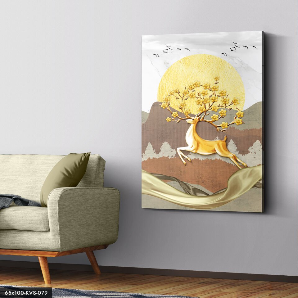 Geyik Dijital Çizim Kanvas - Canvas Tablo 40 x 30 CM - Çok Renkli