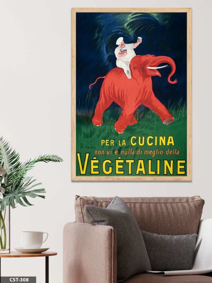 Vegetaline Fil üzerinde İnsan Tek Parça Ahşap Çerçeveli Tablo Naturel - 30 x 40 CM