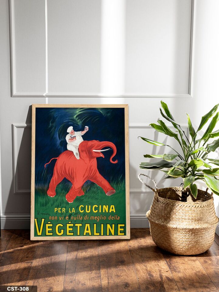 Vegetaline Fil üzerinde İnsan Tek Parça Ahşap Çerçeveli Tablo Naturel - 30 x 40 CM