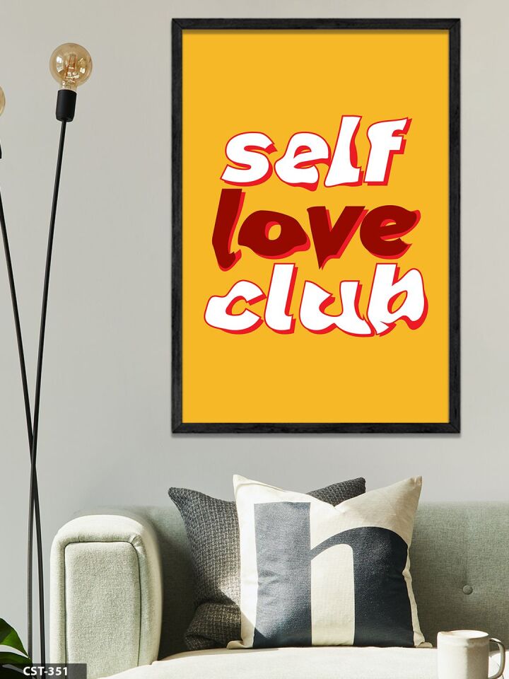 Self Love Clab Tek Parça Ahşap Çerçeveli Tablo Siyah - 40 x 60 CM