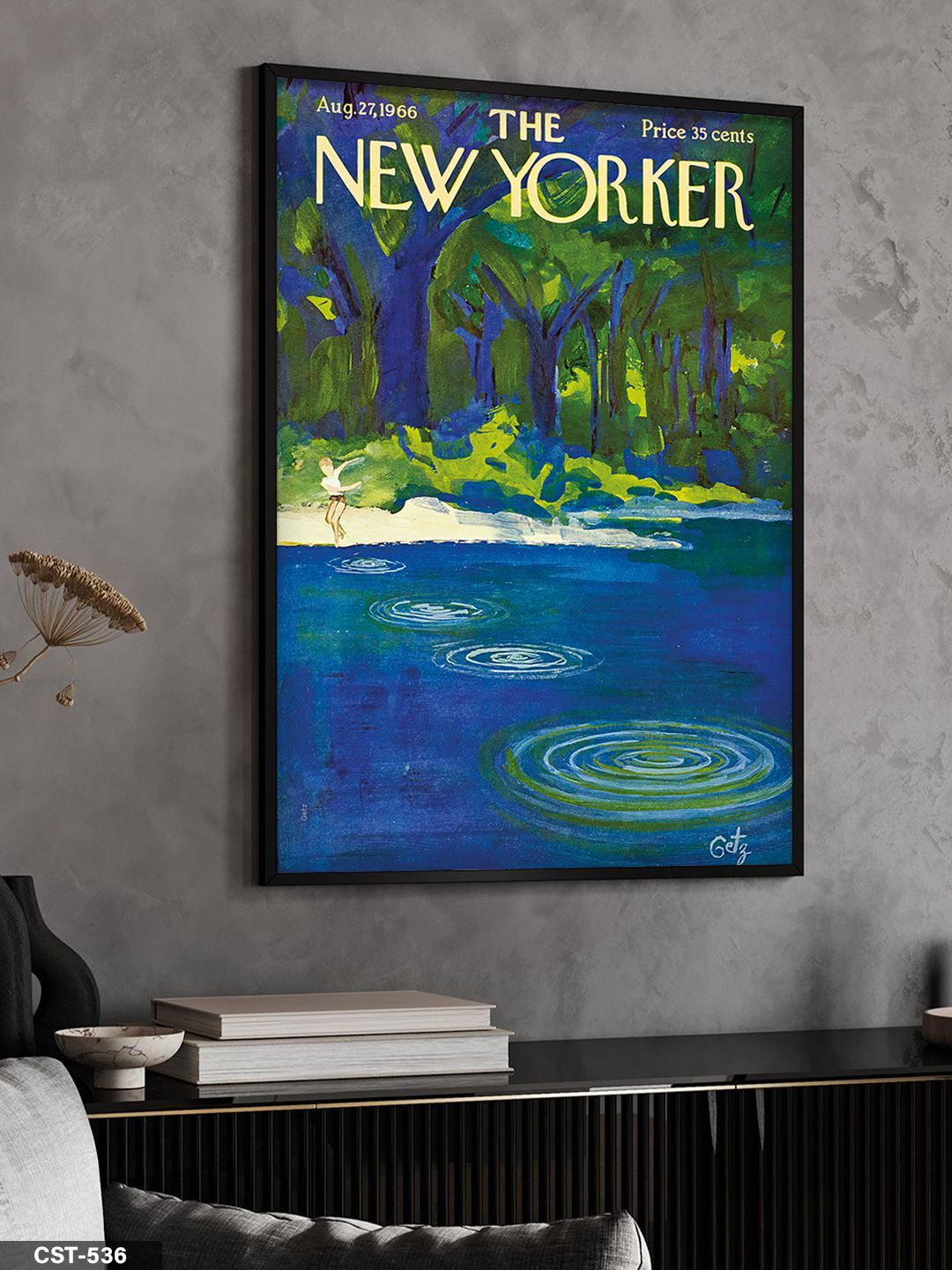 The New Yorker Poster Tek Parça Ahşap Çerçeveli Tablo Siyah - 20 x 30 CM