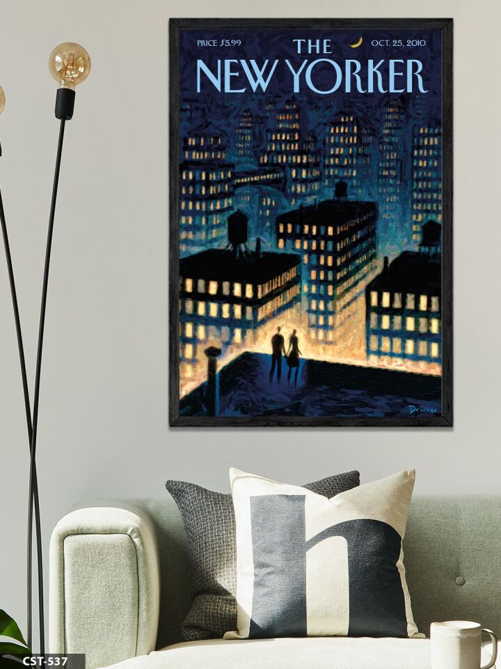 The New Yorker Poster Tek Parça Ahşap Çerçeveli Tablo Siyah - 20 x 30 CM