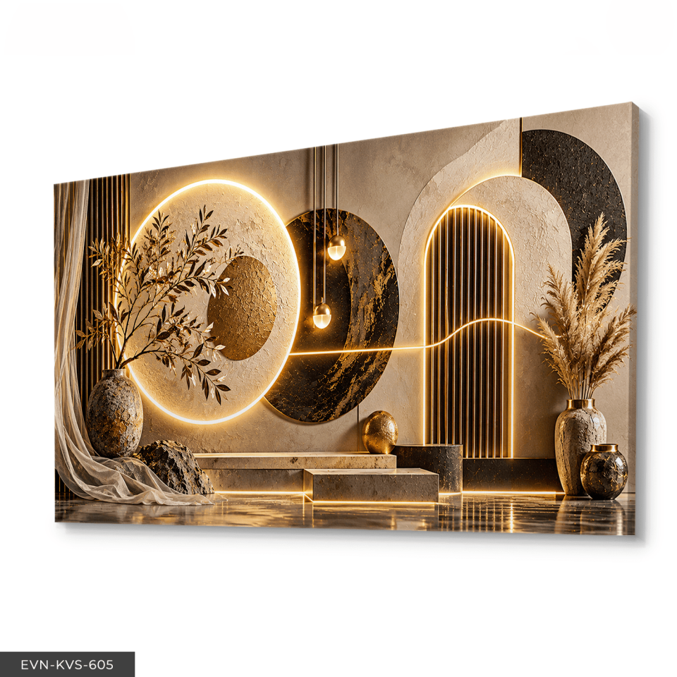 Modern Geometrik Desenler Tek Parça Işıksız Kanvas - Canvas Tablo