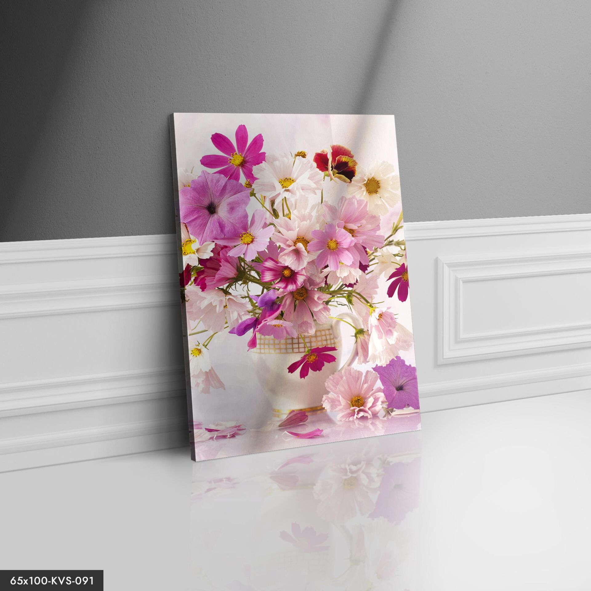 Renkli Çiçekler Kanvas - Canvas Tablo 40 x 30 CM - Çok Renkli