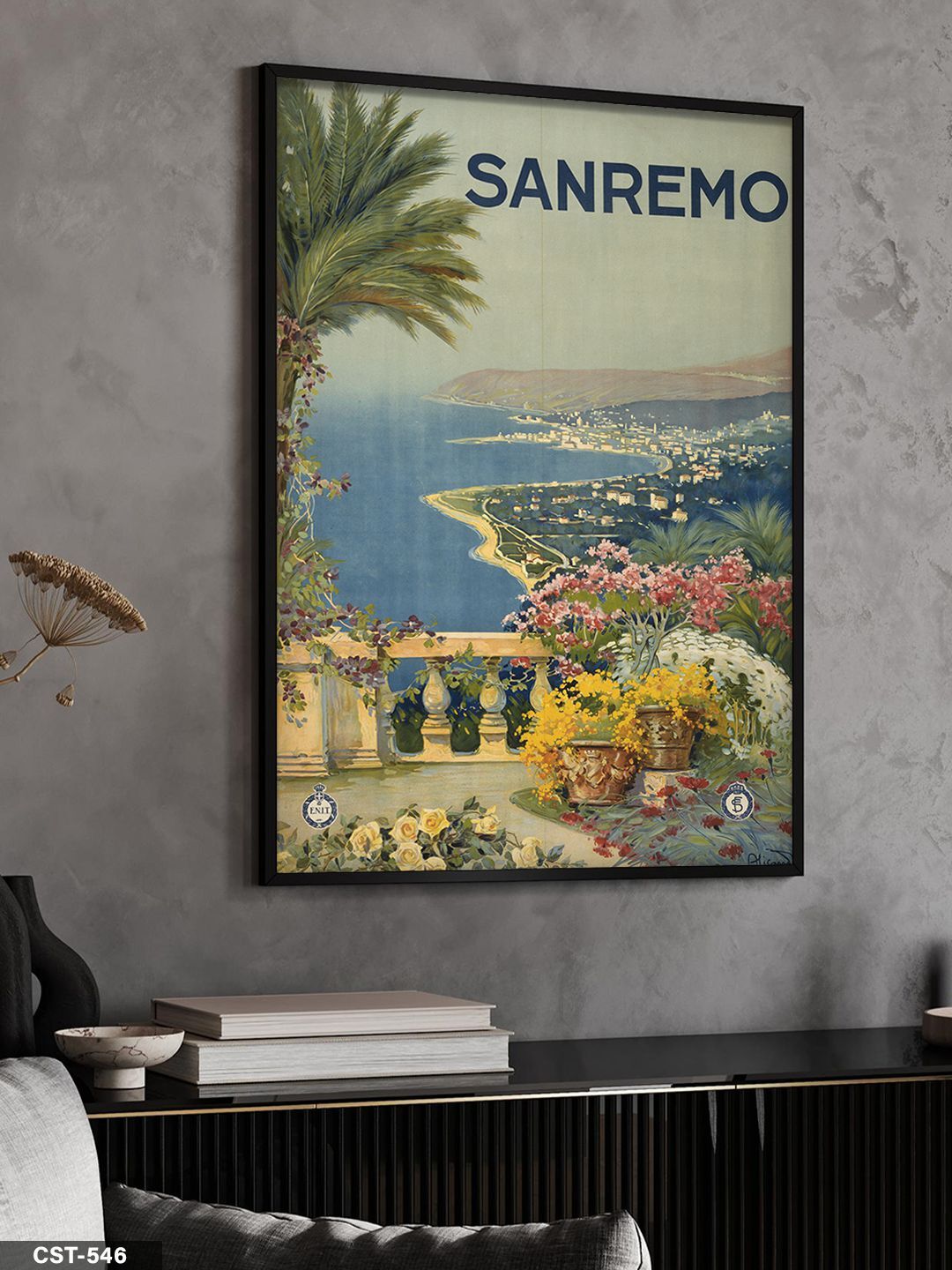 Sanremo Afiş Tek Parça Ahşap Çerçeveli Tablo Siyah - 20 x 30 CM