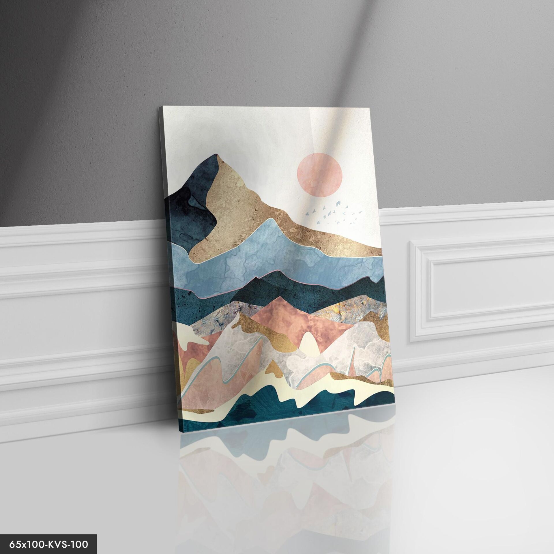 Soyut Dağlar Kanvas - Canvas Tablo 40 x 30 CM - Çok Renkli