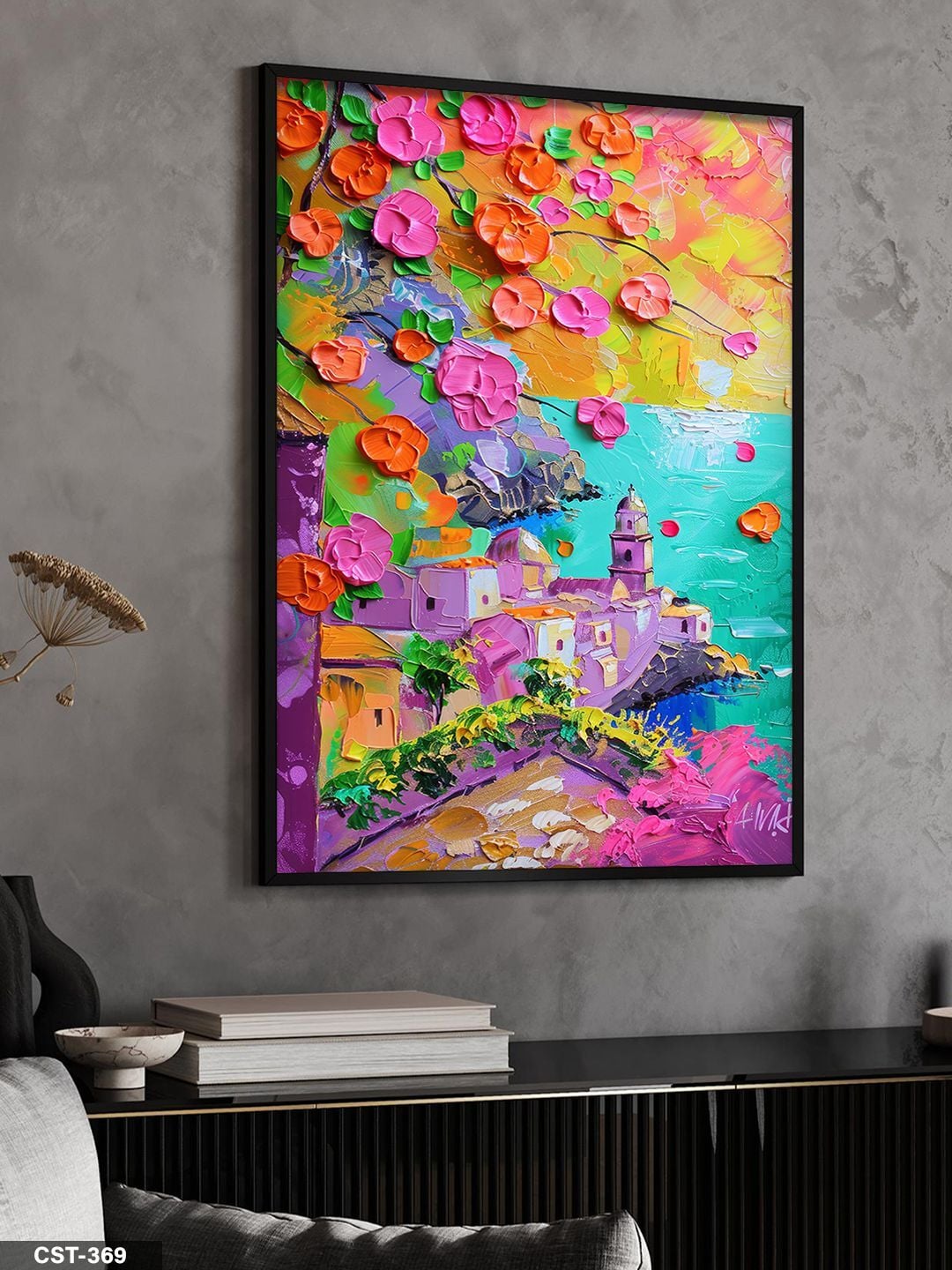 Dokulu Manzara Tek Parça Ahşap Çerçeveli Tablo Siyah - 40 x 60 CM