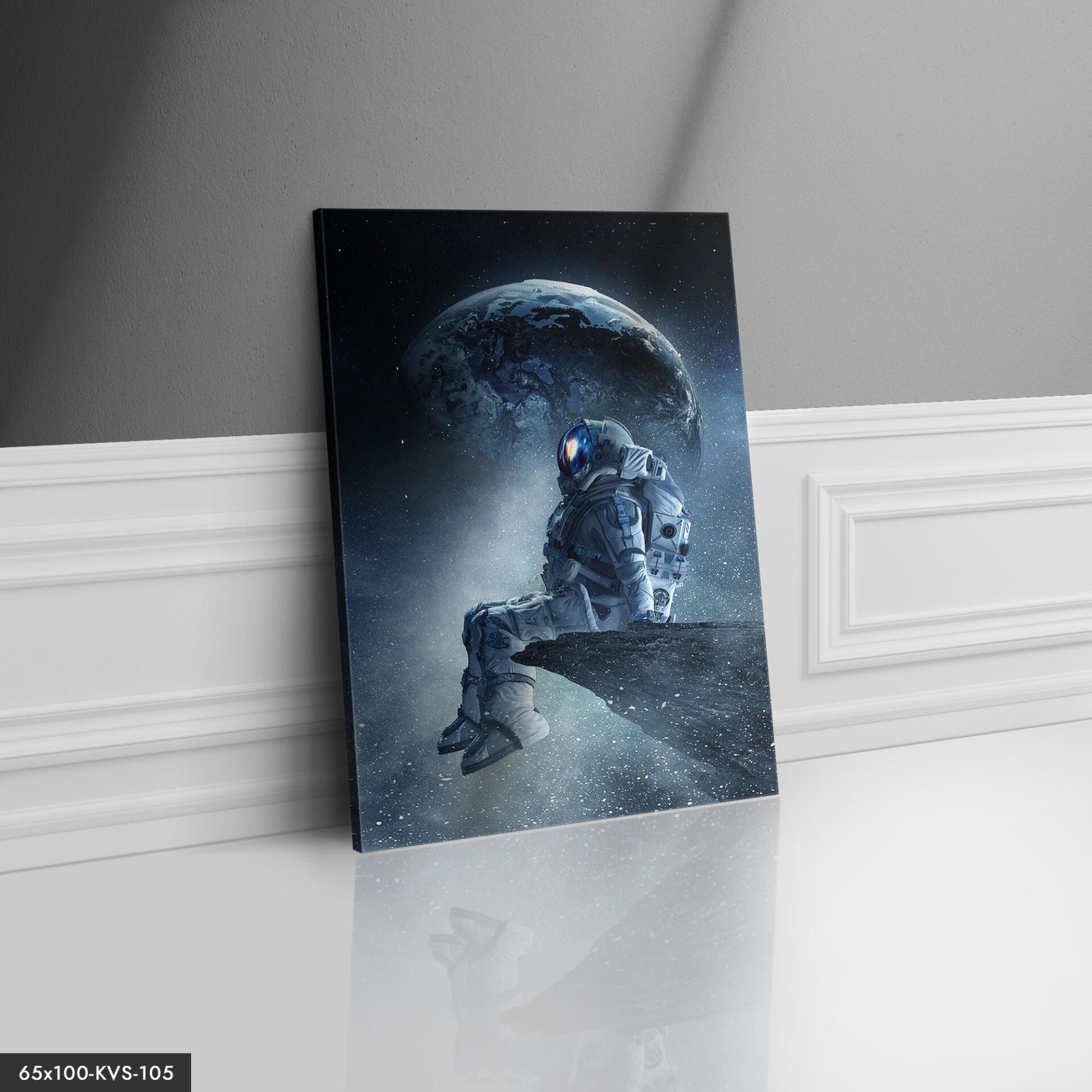 Astronot Ay Manzarası Kanvas - Canvas Tablo 40 x 30 CM - Çok Renkli