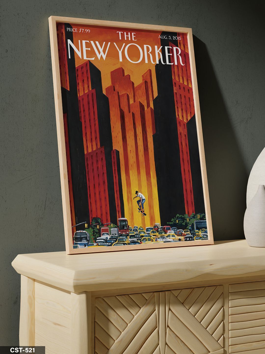 The New Yorker Poster Tek Parça Ahşap Çerçeveli Tablo