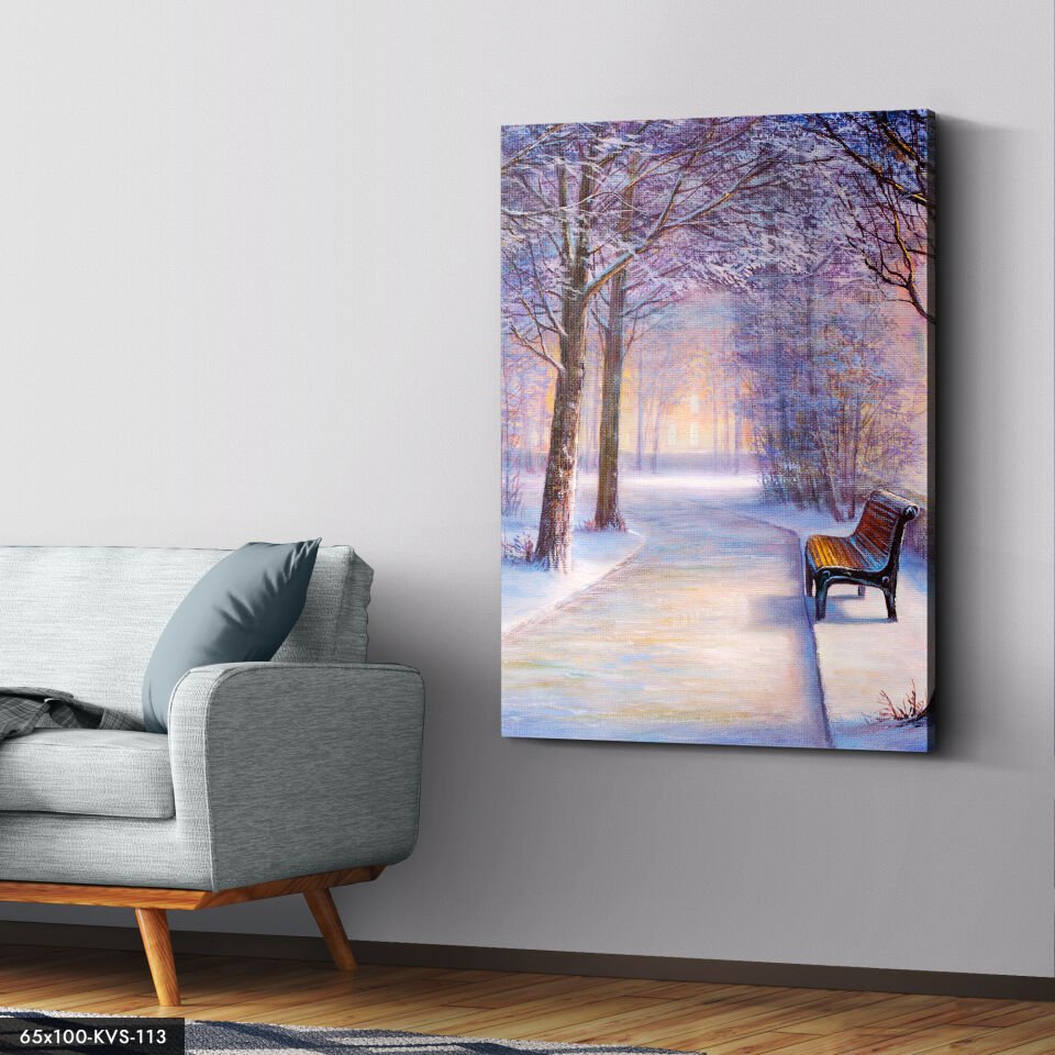 Karlı Park Kanvas - Canvas Tablo 40 x 30 CM - Çok Renkli