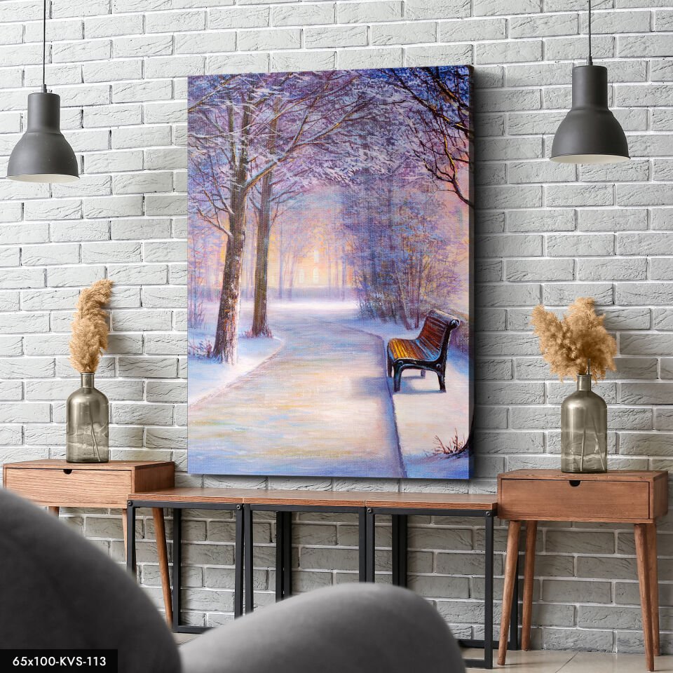 Karlı Park Kanvas - Canvas Tablo 40 x 30 CM - Çok Renkli