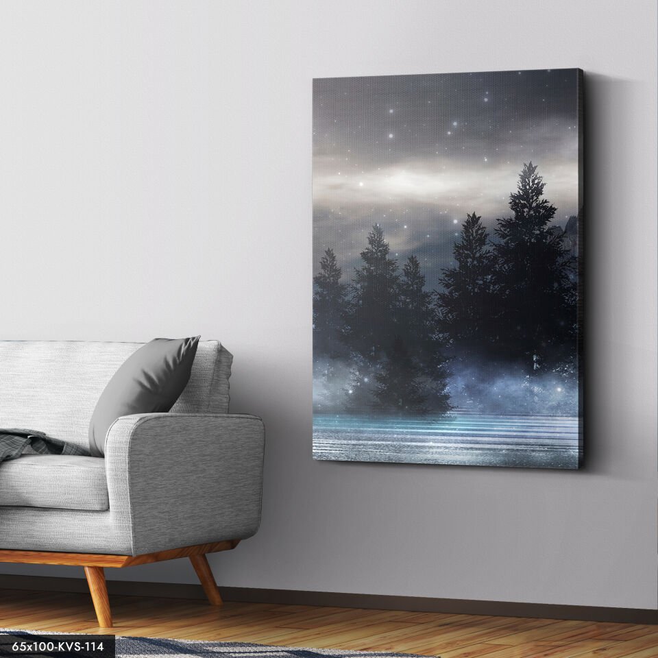 Yıldızlı Gece Kanvas - Canvas Tablo 40 x 30 CM - Çok Renkli