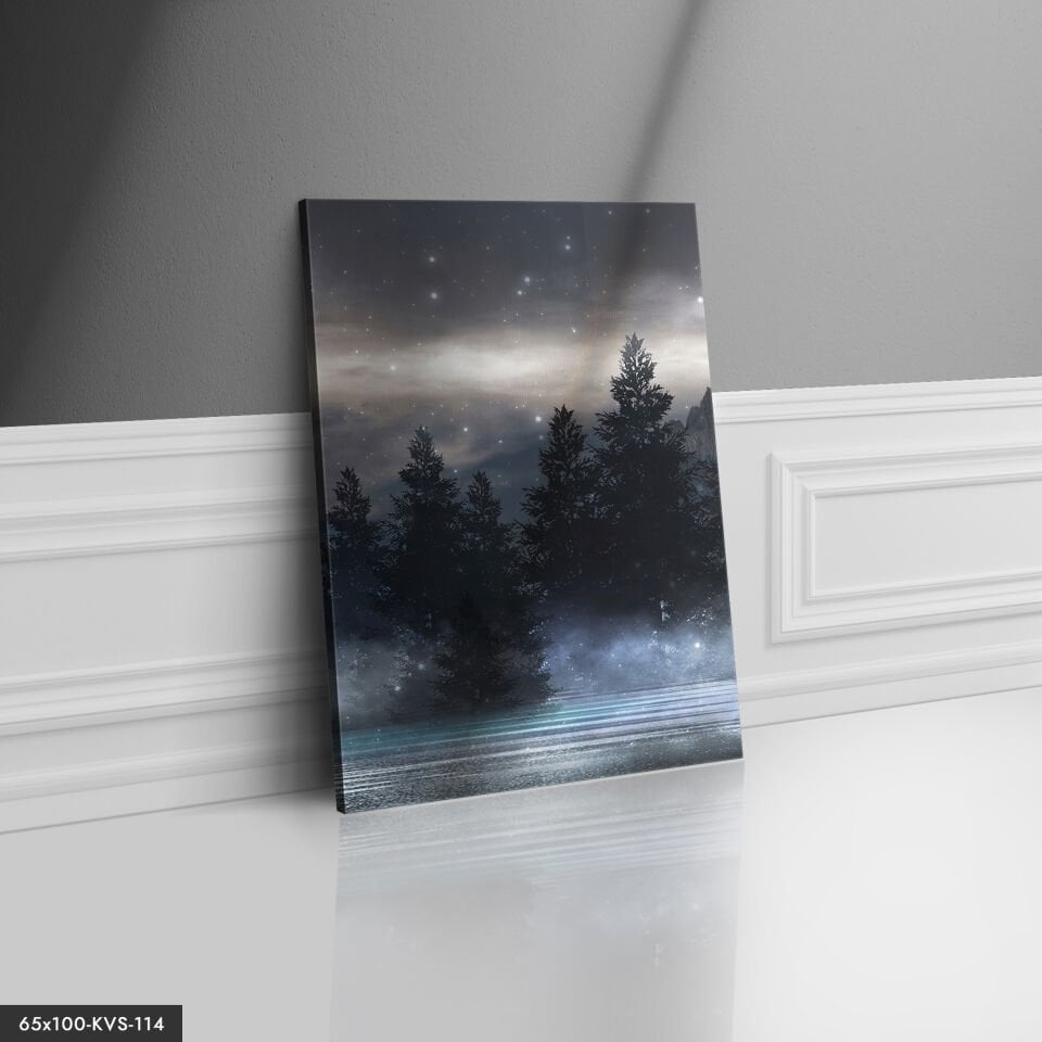 Yıldızlı Gece Kanvas - Canvas Tablo 40 x 30 CM - Çok Renkli